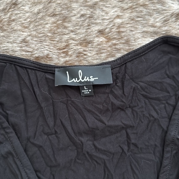 Lulu’s All At Once Black Three-Quarter Sleeve Wrap Mini Dress Large - Picture 3 of 11